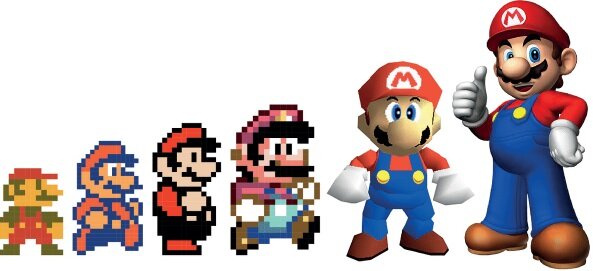 Марио не стареет, а детализируется.