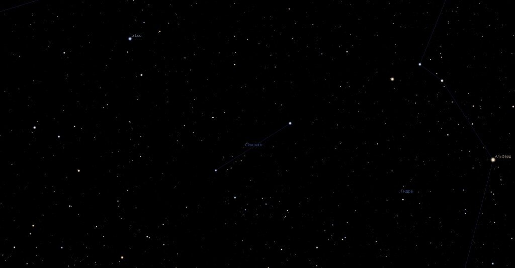 Созвездие Секстант, вид в программу планетарий Stellarium