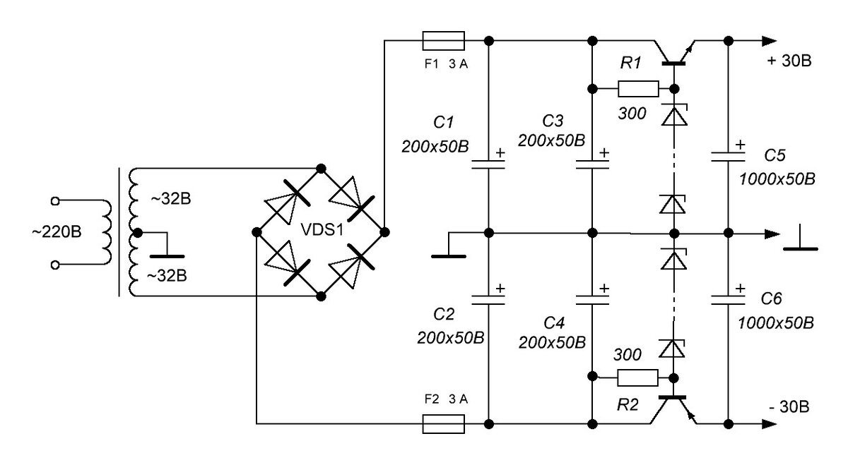 Двуполярный стабилизатор напряжения 15 вольт схема