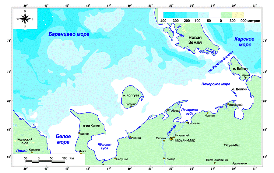 Карта печорского моря