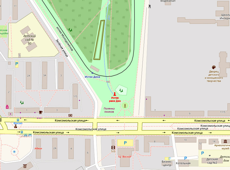 Исток Дона на карте города Новомосковска 