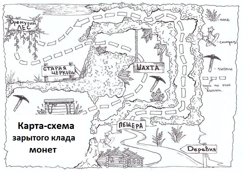 Раскраска карта сокровищ для детей распечатать Антикварный шкаф помог найти клад В мире вещей Дзен