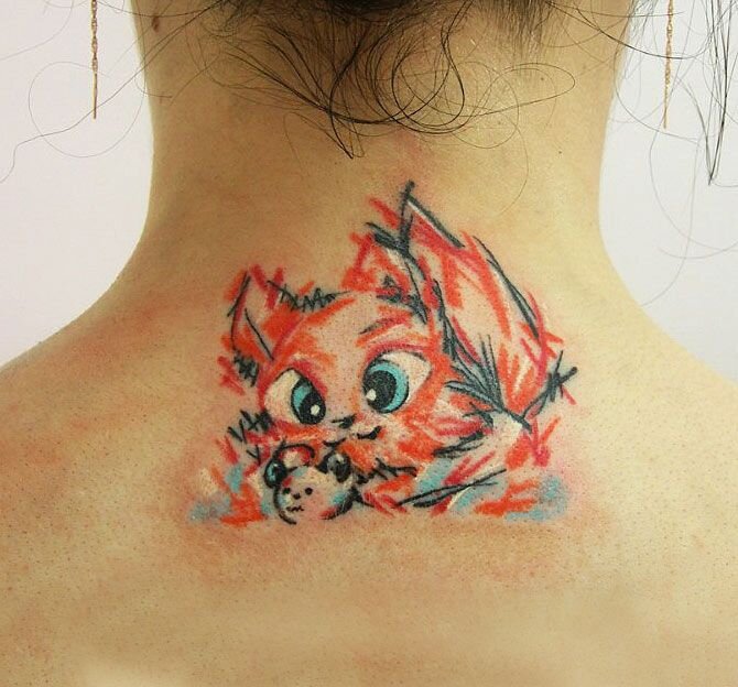 Мимишный "Лисенок" на спине