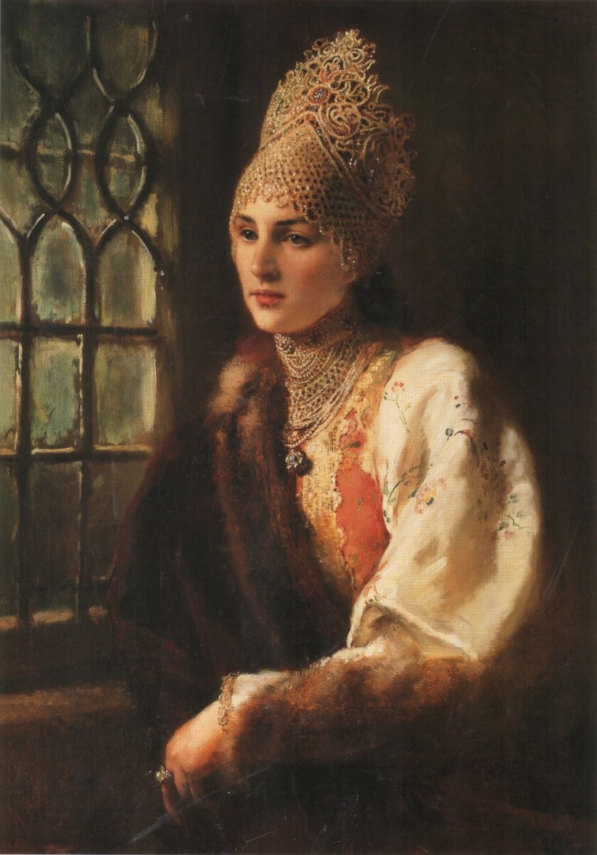 Картина "Боярыня",  художник Константин Маковский (1885)