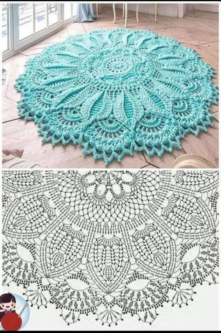 По этой схеме можно связать и салфетку и коврик.Смотря какую пряжу возьмём. 