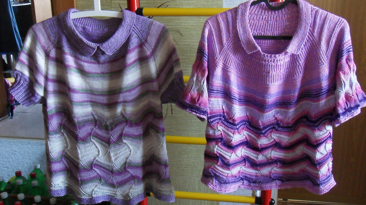 Миссони здесь одинаковый. Разный вид получился из-за плотности вязания.