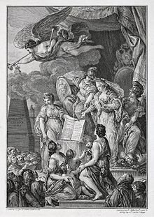 Аллегория на императрицу Екатерину II с текстом «Наказа», 1778