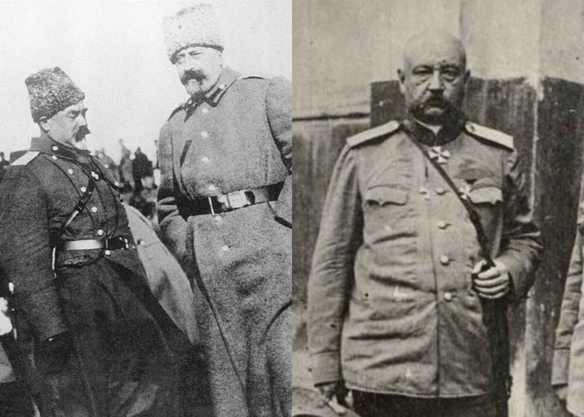 А. И. Деникин — командир «железных» стрелков (слева, его награждает великий князь Николай Николаевич). Н. Н. Юденич — победитель турецких войск.