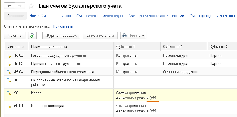 Если в плане счетов для субконто некоторого счета установлен признак только обороты то