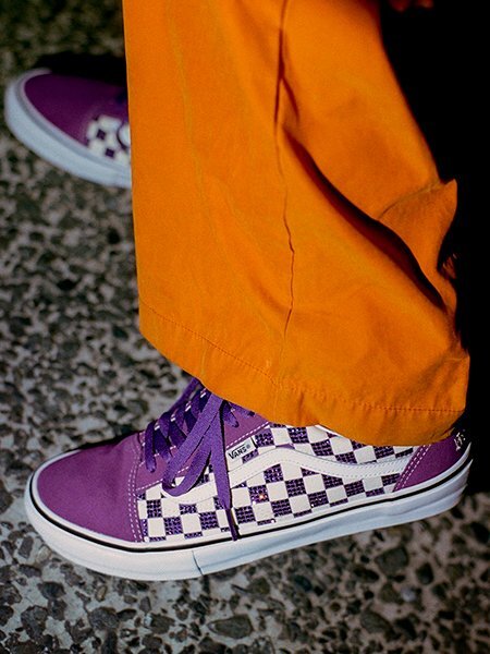 Purple checkered vans old hot sale skool