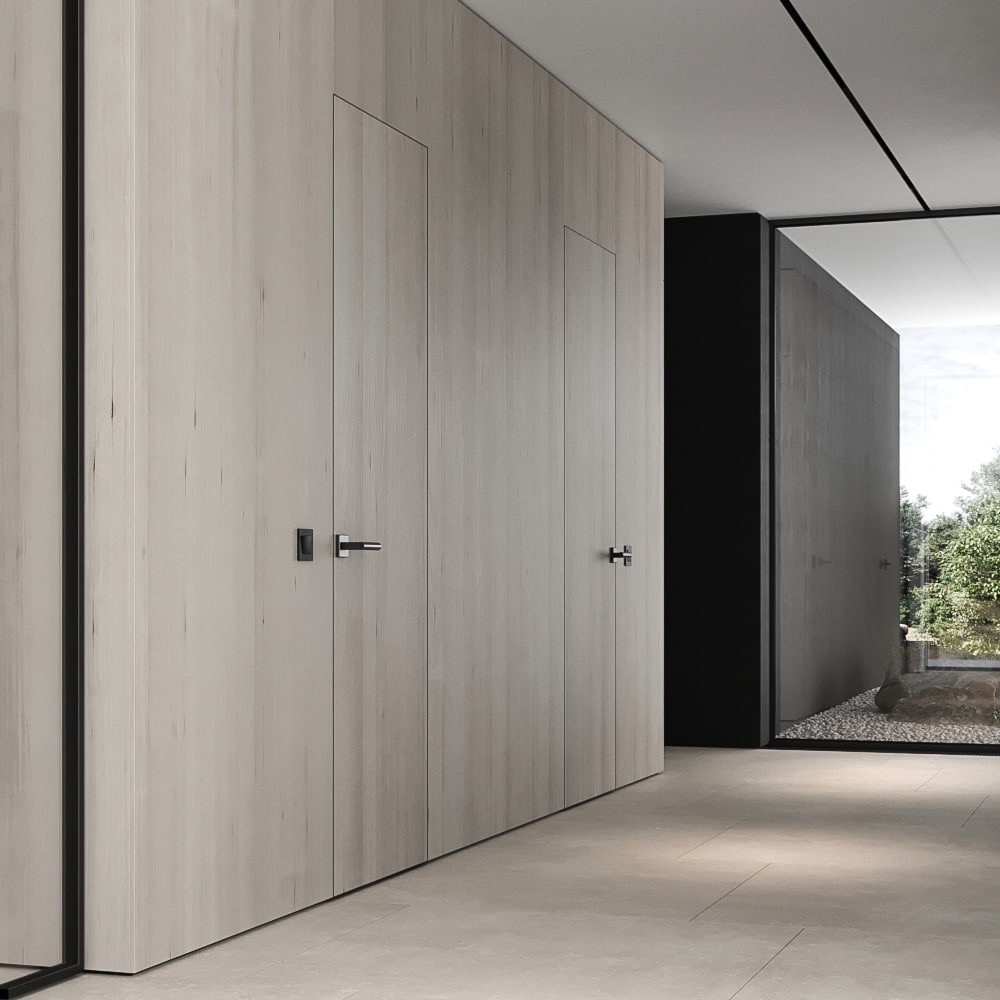 шпон на стене и на дверном полотне. фото в свободном доступе