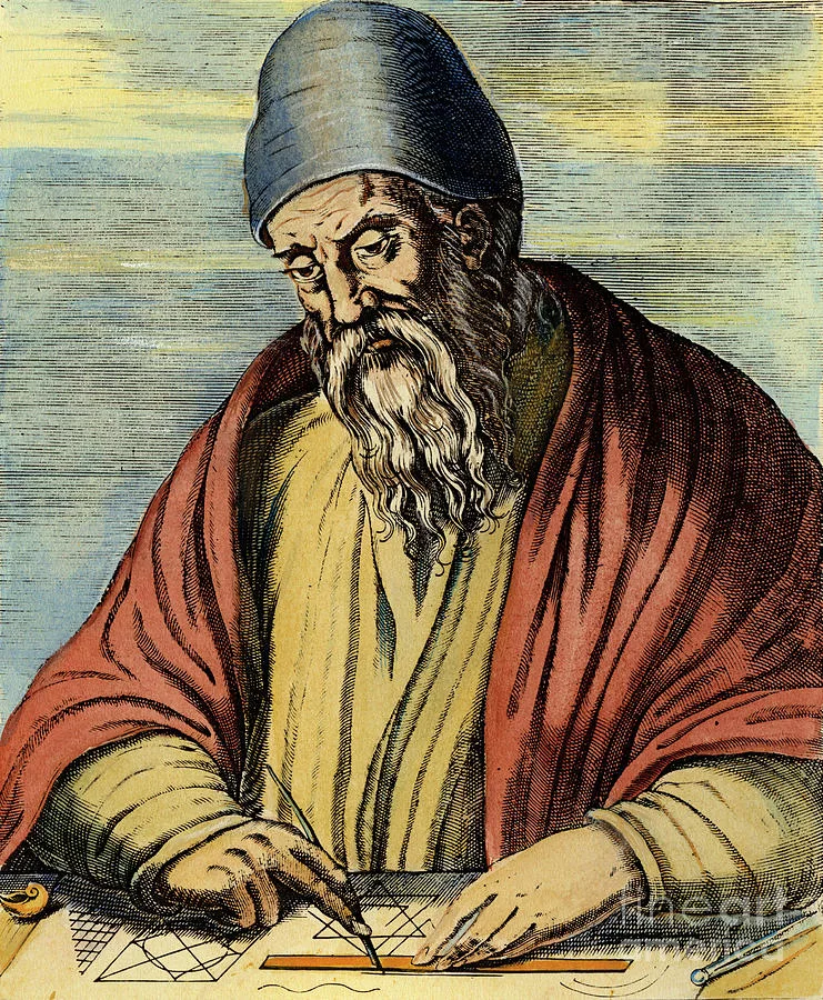 Евкли́д или Эвкли́д (др.-греч. Εὐκλείδης, от «добрая слава»[2]; время расцвета — около 300 года до н. э.) — древнегреческий математик, геометр, автор первого из дошедших до нас теоретических трактатов по математике. Биографические сведения о Евклиде крайне скудны. Достоверным можно считать лишь то, что его научная деятельность протекала в Александрии в III веке до н. э.