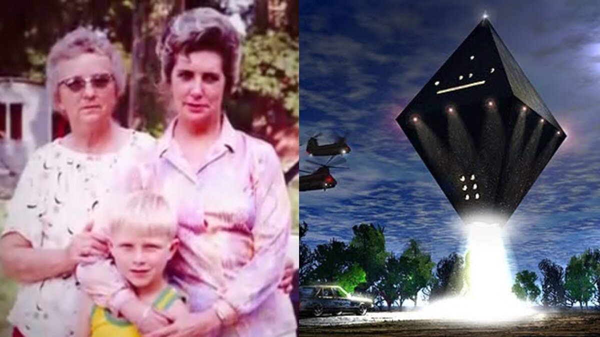 Слева - Викки Лэндрум, Бетти Кэш и Колби Лэндрум, справа - иллюстрация описываемых событий