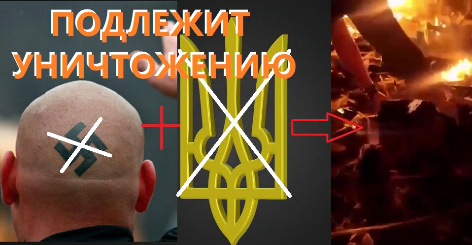Фашистская свастика и бандеровский тризуб слились воедино. В итоге имеем: человек (точнее, голова и кусок тела) просит ничего с ним не делать.Его просто накрывают.