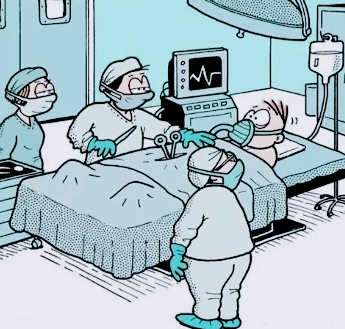 Сон врач сказал. Хирург карикатура. Наркоз карикатура.