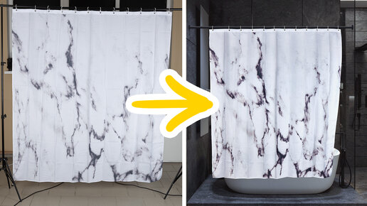 Студийная фотосъемка шторы для ванной комнаты + результат монтажа в Photoshop