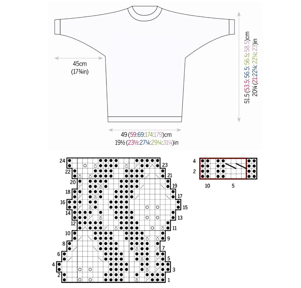 Схемы и выкройка для вязания джемпера с "растительным" узором