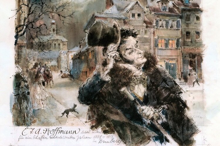 Гофман у своего дома в Бамберге. Hans Liska. 1970 г.