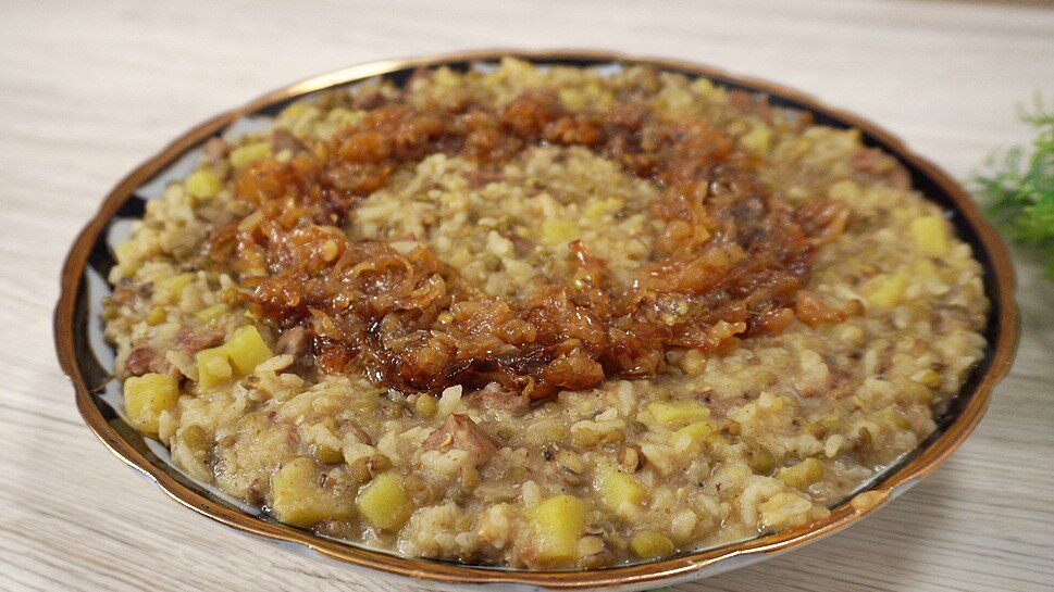 УЗБЕКСКОЕ БЛЮДО МАШКИЧИРИ (КАША С МАШЕМ И РИСОМ ) UZBEK DISH MASHKICHIRI porridg