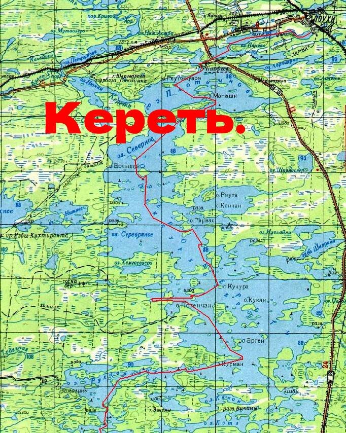 Карта Озера Кереть.