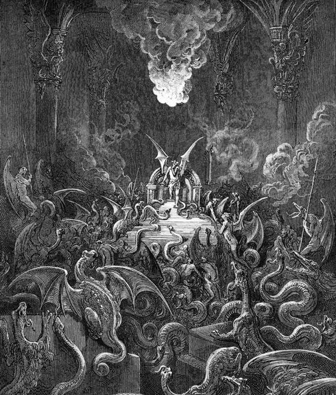 Гюстав Доре «Люцифер и собрание в Аду»