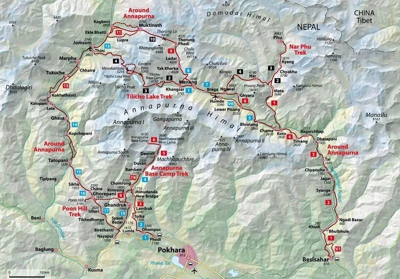 Треккинг вокруг Аннапурны высота