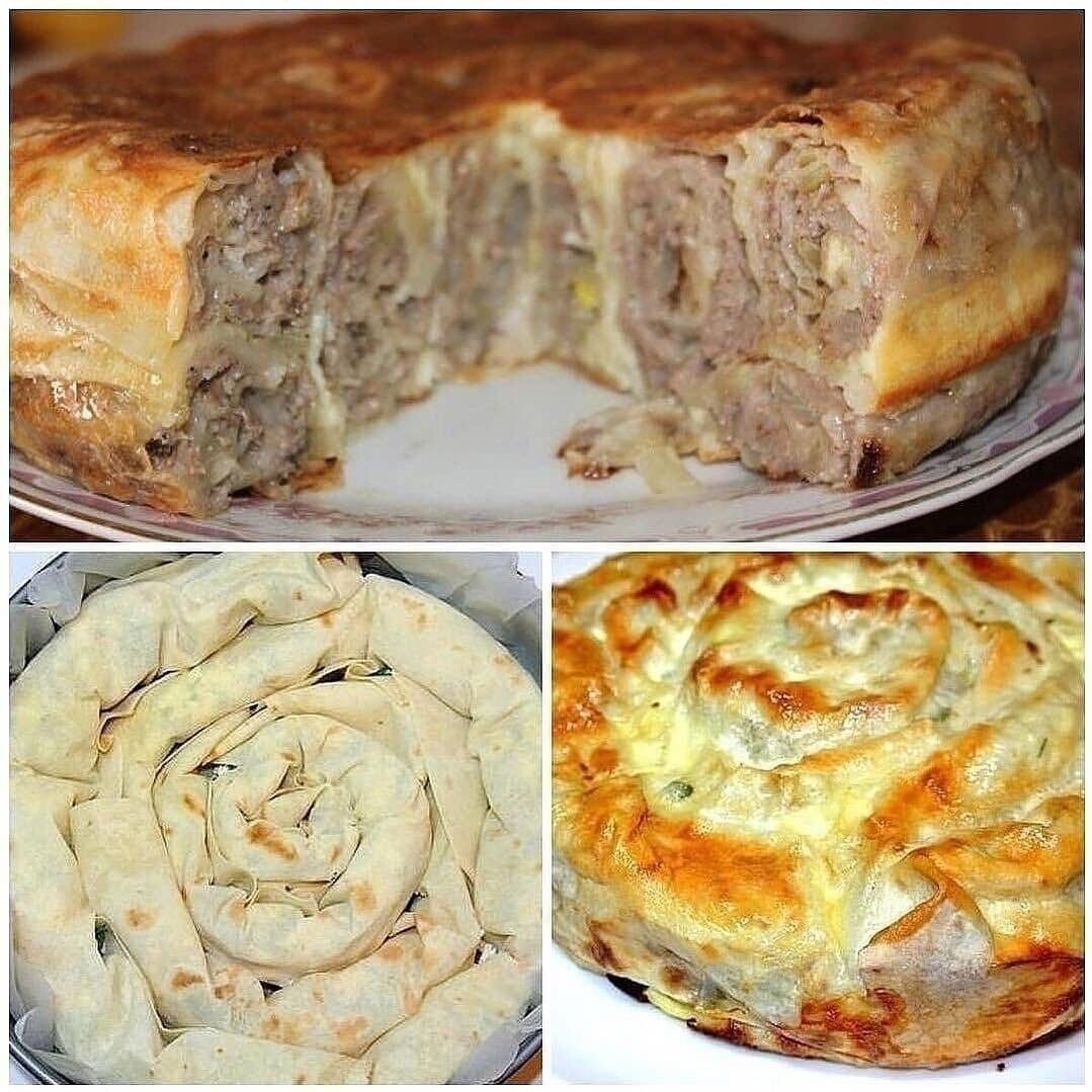 Пирог с мясом из лаваша в духовке