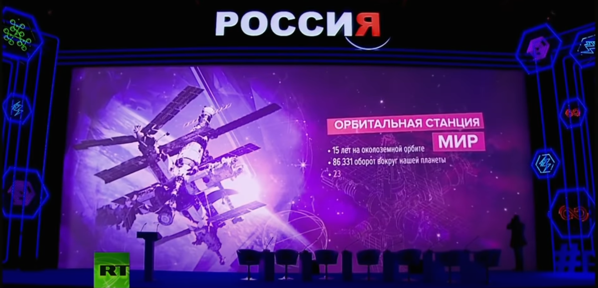 Представляют орбитальную станцию "МИР" - как достижение России