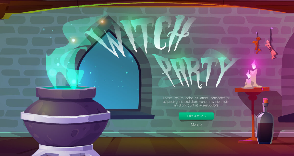 https://www.freepik.com/free-vector/witch-party-banner-with-magic-potion-boiling-cauldron-night_14900586.htm / Image by upklyak</a> on Freepik