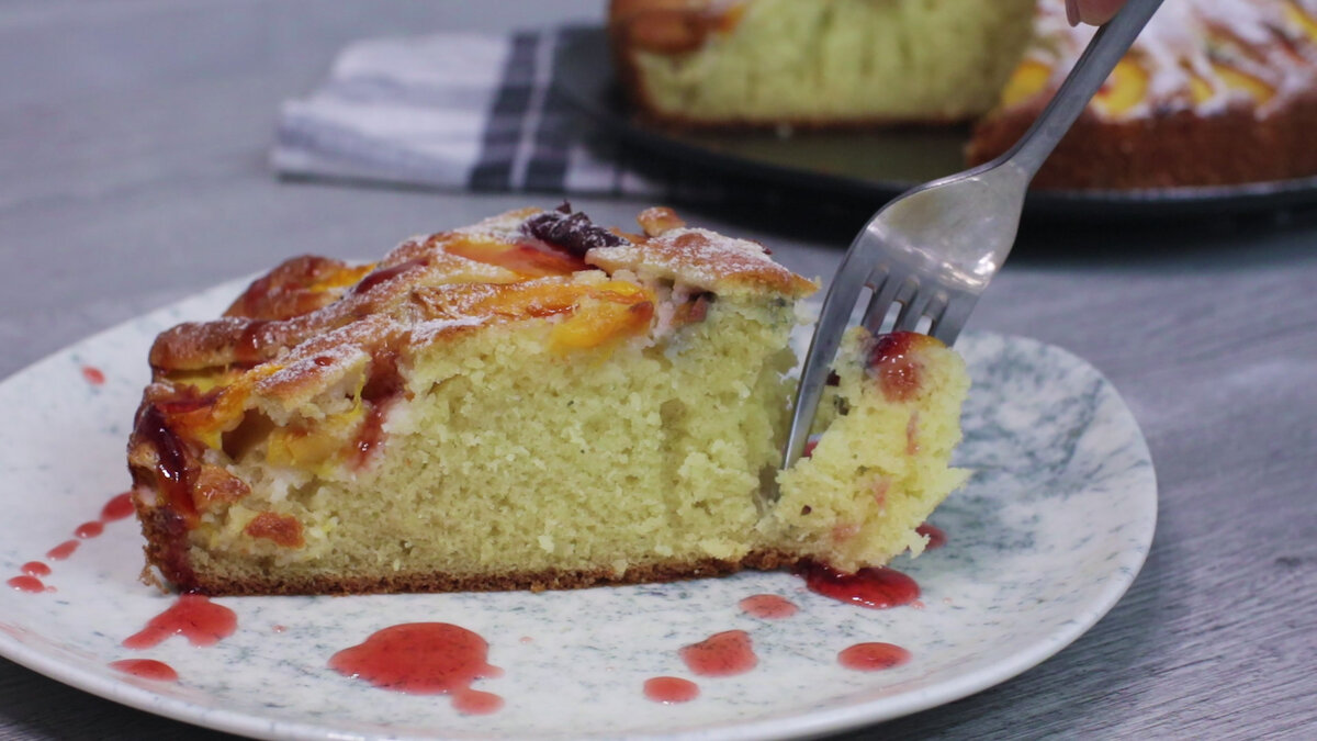 Пирог с персиками и нектаринами просто кухня