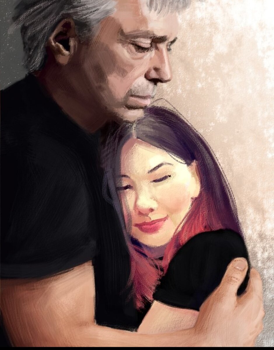 Нарисовала в подарок подружке - её вместе с Костей Кинчевым