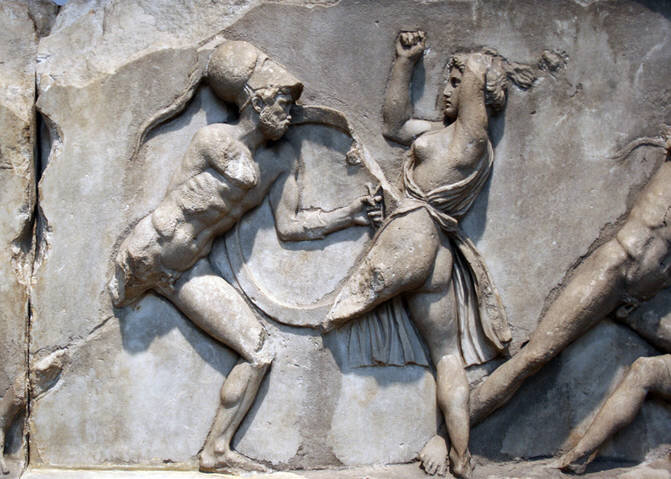 Скопас. «Битва греков с амазонками». Деталь рельефа из Галикарнасского Мавзолея, ок 350 г. до н.э.