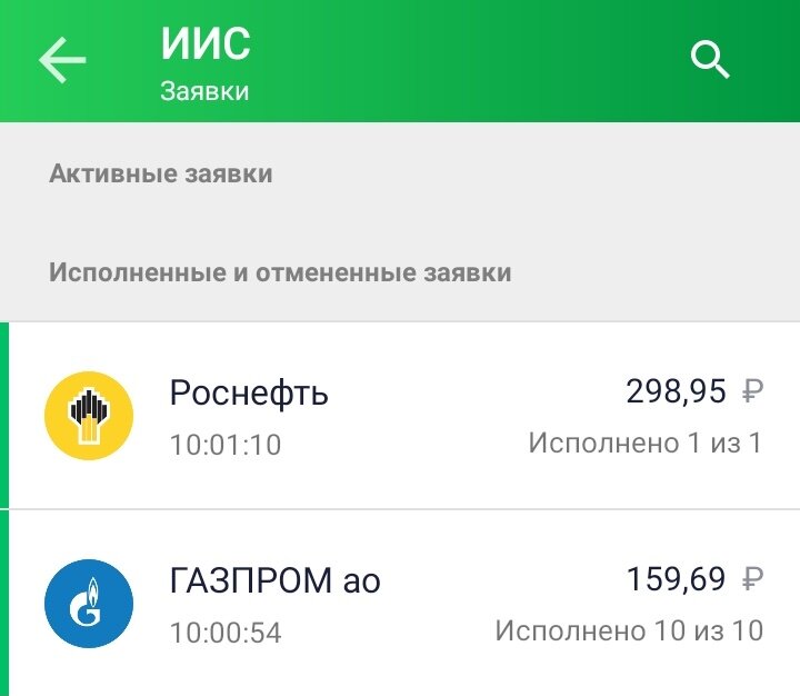 Исполненные заявки на 17.10.2022