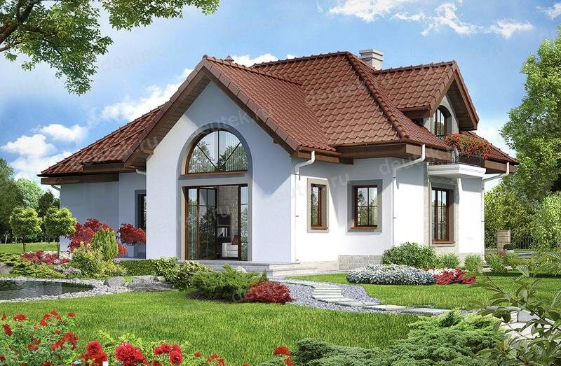 Проект двухэтажного дома 187 м2 из пористого бетона с гаражом, балконом и террасой - LG-2