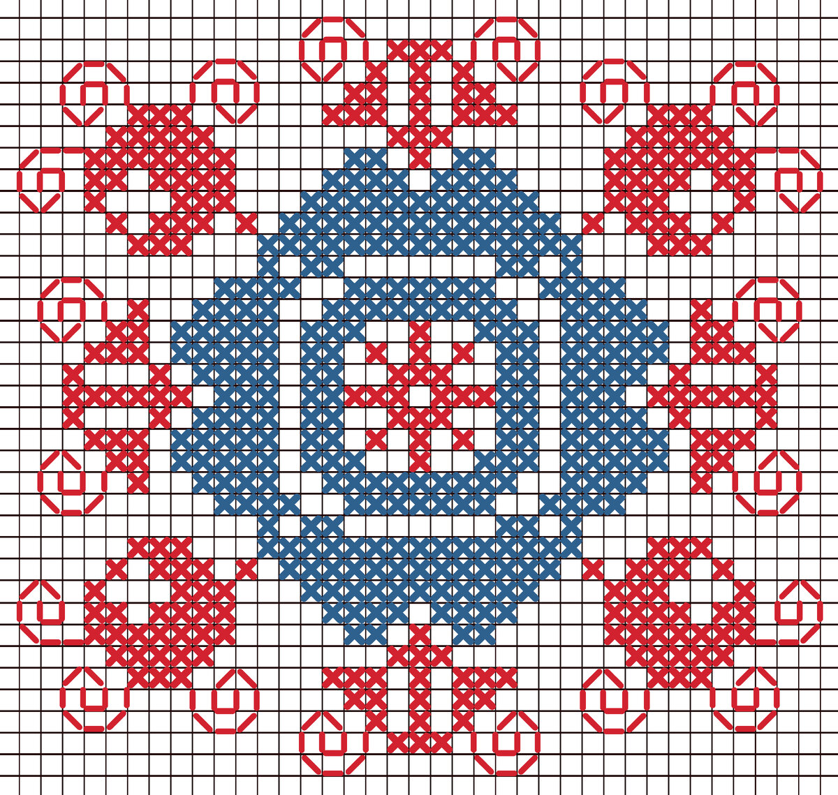 цветок снежинка схема вышивки в натуральном цвете