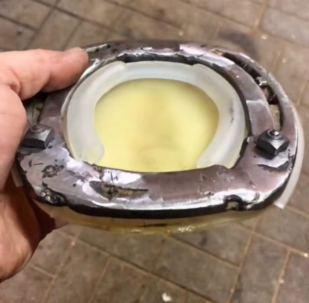 Фото из личного архива. Зимний вариант ортопедической подковы для лошади с проблемой в челночном блоке.