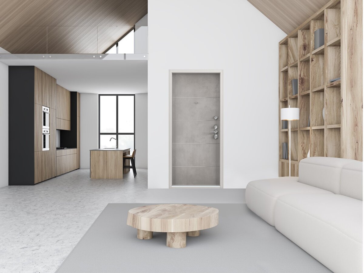 Сочетание дерева и бетона в интерьере