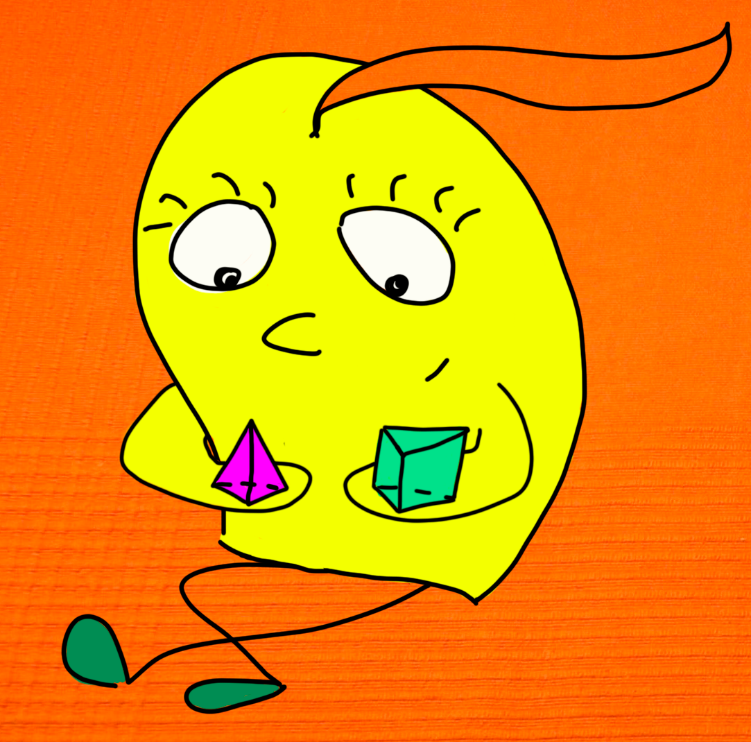 У тетраэдра (он сиреневый) 6 рёбер, 4 грани, 4 вершины, так что равенство В-Р+Г=2 выполняется. Проверьте его для призмы (она зелёная).