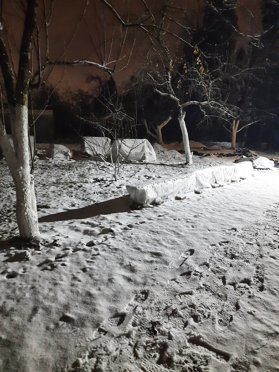 На переднем плане те самые скамейки, на дальнем ‐ шалаши.