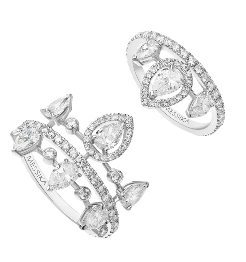 Набор из двух колец Messika Once Upon a Time из белого золота с бриллиантами огранки груша и круглой огранки