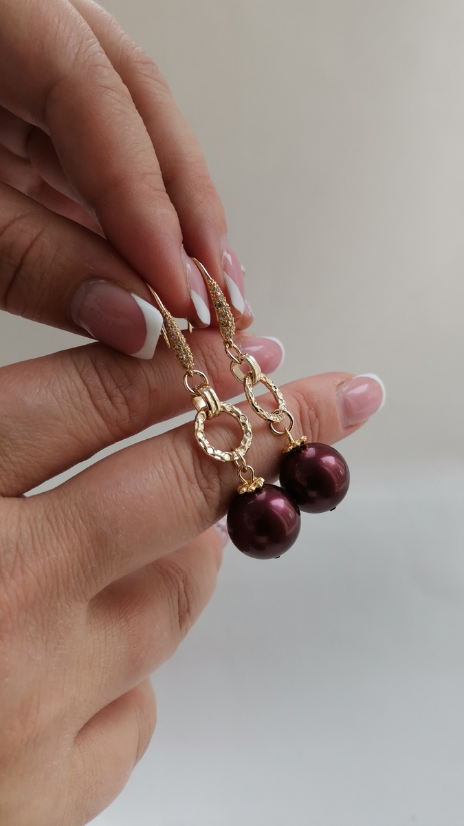 Красивые позолоченные серьги с жемчугом, дизайн LARA.FA jewelry