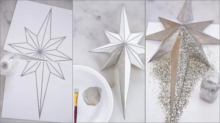 Как сделать звезду на елку из бумаги. Фото идеи для создания поделки звезды
