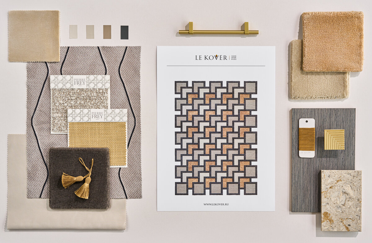 Так выглядит "мудборд" для создания ковра: детали интерьера легли в основу дизайна.