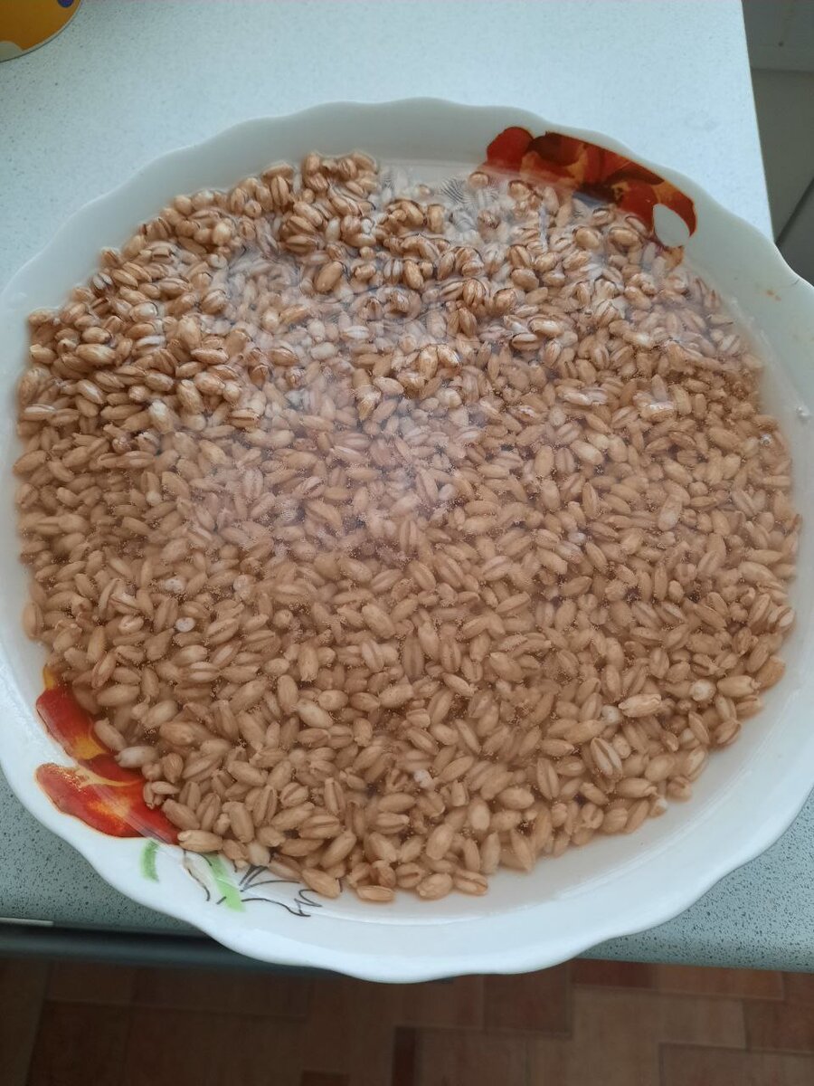 Перловку промыть и залить водой, оставить на ночь