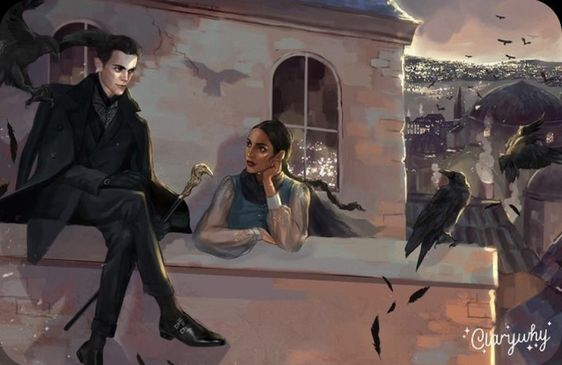 Каз Бреккер и Инеж Гафа (Призрак) из "Шестерки воронов" (арт Clarywhy, www.pinterest.com).