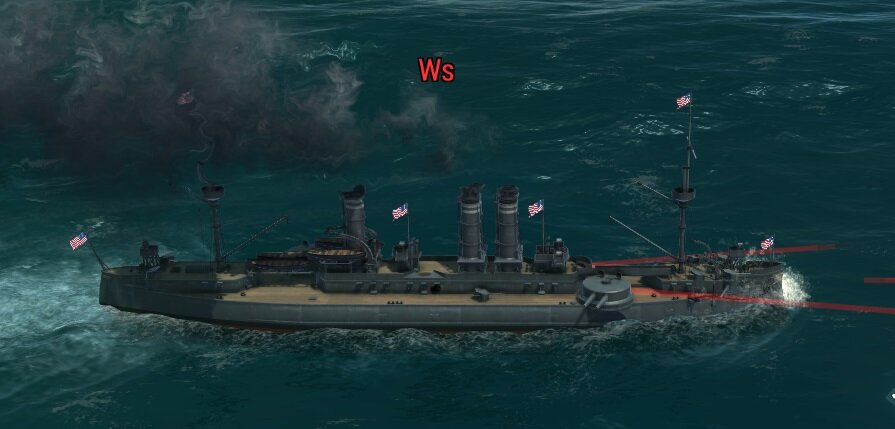 Броненосец "Аризона", показавшийся из тумана