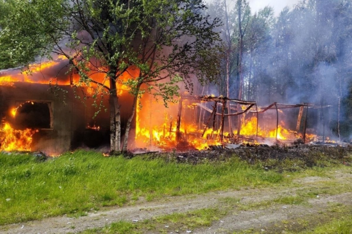    Два дома на турбазе под Мурманском сгорели дотла