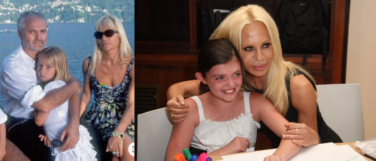 Аллегра Версаче с мамой и дядей