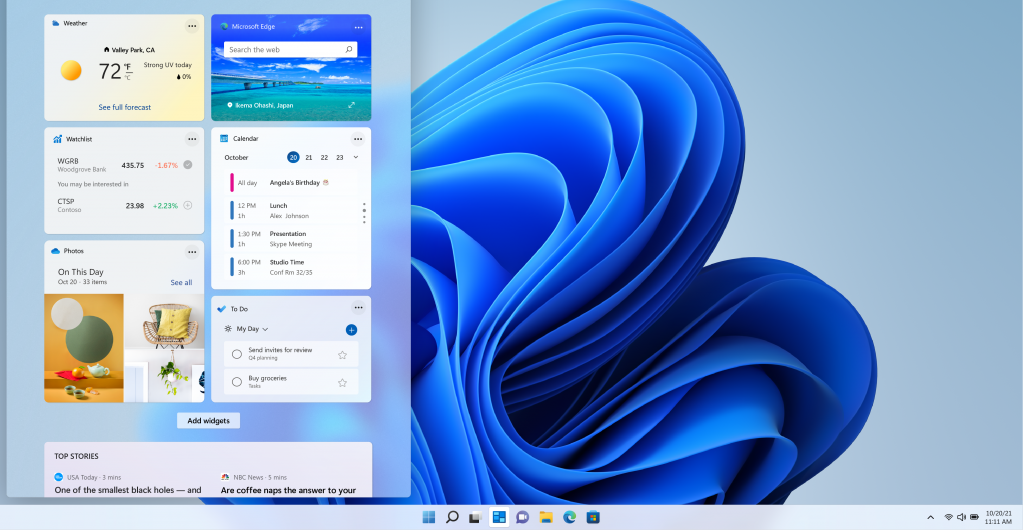 Рабочий стол новой Windows 11. 