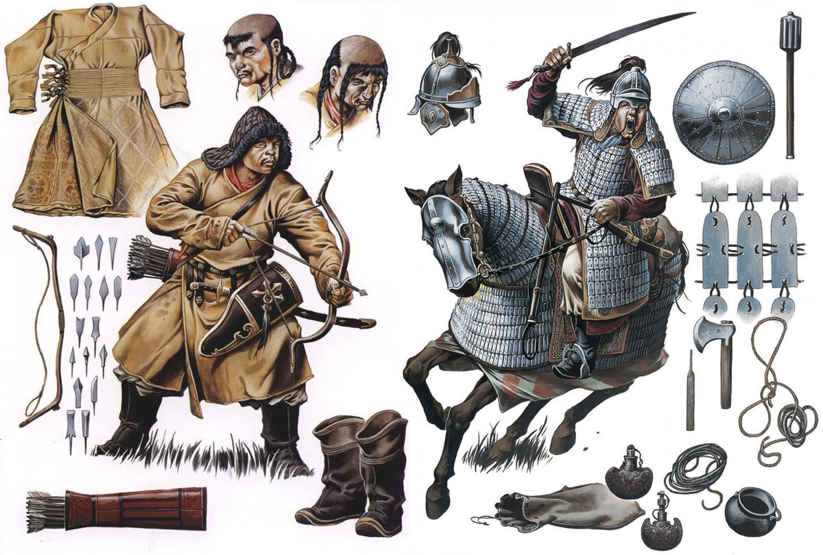 Вооружение пешего и конного татаро-монгольского воина